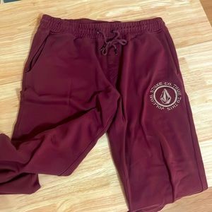 Volcom sweatpants size large maroon red